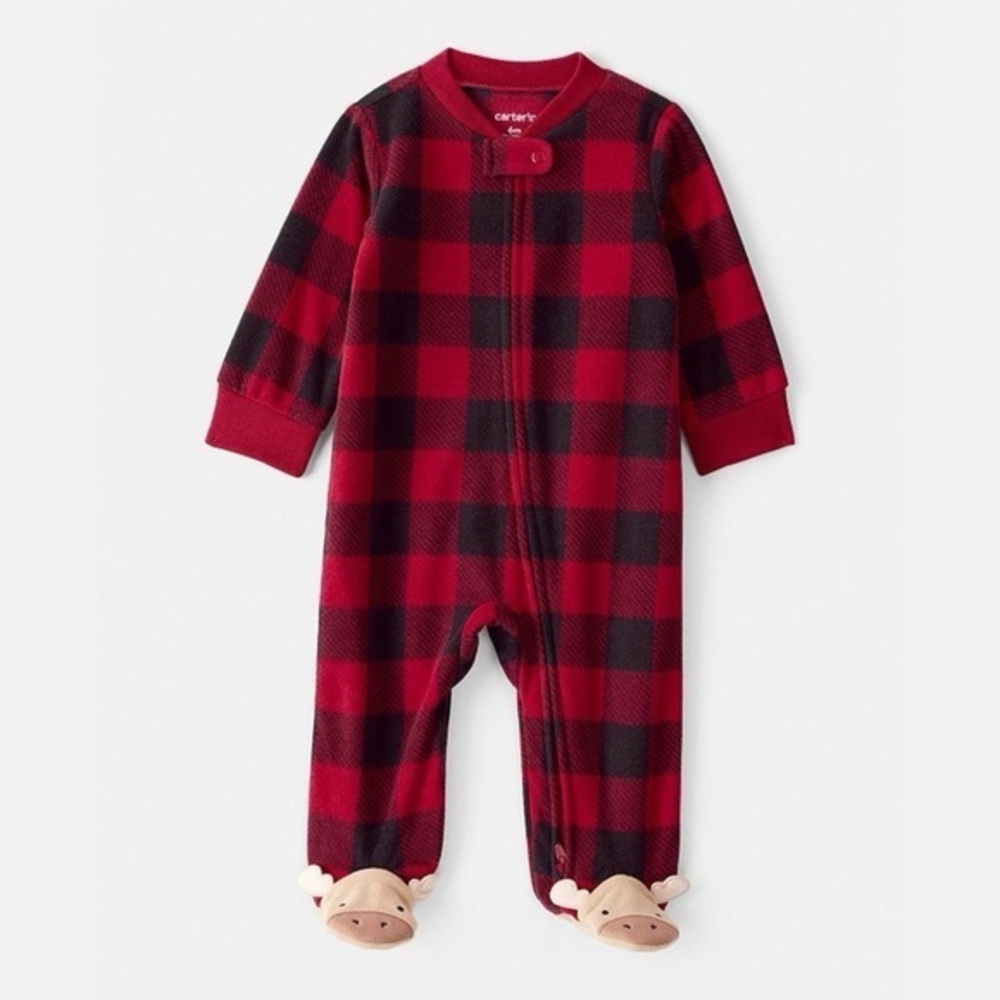 Carter’s One Piece Plaid Print Reindeer Loose Fit Long-Sleeve Sleep